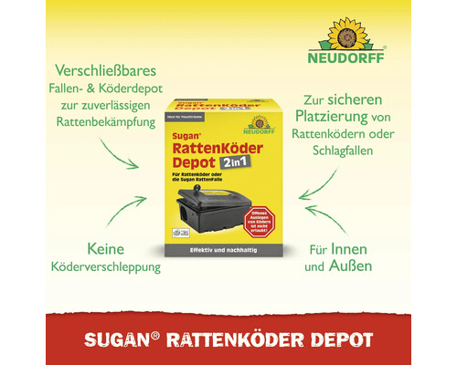 Sugan Rattenköder Depot 2 in 1 zur sicheren Platzierung von Rattenködern oder Schlagfallen