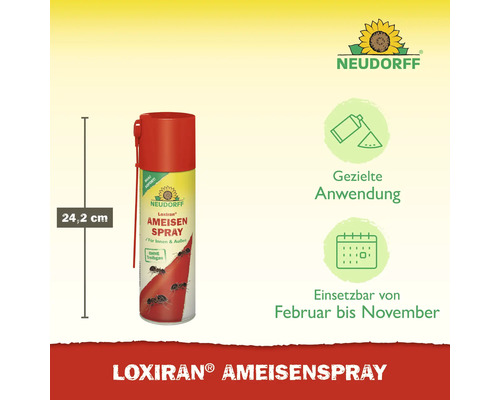 Neudorff Loxiran Ameisenspray mit einer Höhe von 24,2 cm für den Innen- und Außenbereich