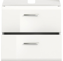 Meuble sous-lavabo blanc avec deux tiroirs et poignées