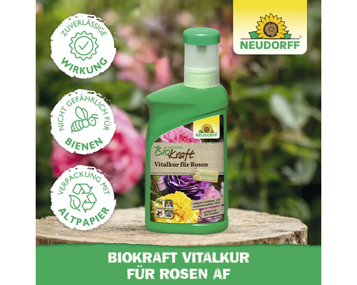 Neudorff Biokraft Vitalkur für Rosen, Rosendünger in grüner Flasche