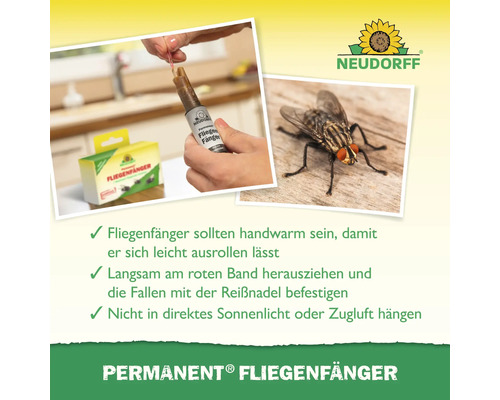 Anwendungshinweise für Permanent Fliegenfänger von Neudorff mit Fliege