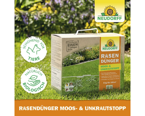 Packung Rasendünger mit Moos- und Unkrautvernichter von Neudorff