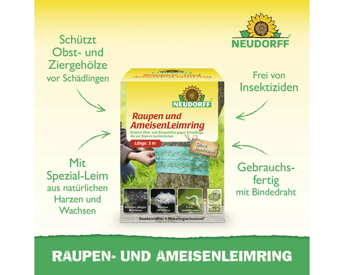 Neudorff Raupen- und AmeisenLeimring zum Schutz von Obst- und Ziergehölzen vor Schädlingen, insektizidfrei und gebrauchsfertig mit Bindedraht
