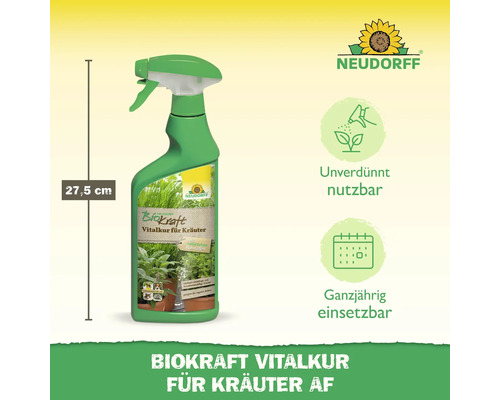 Neudorff BioKraft Vitalkur für Kräuter, Flasche mit Sprühkopf, 27,5 cm hoch