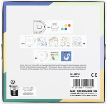 Emballage avec motifs à peindre lavables, couleurs et récipients