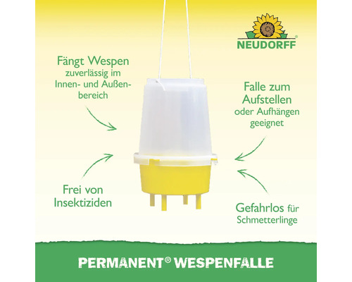 Neudorff Permanent Wespenfalle zum Aufstellen oder Aufhängen, geeignet für Innen- und Außenbereiche
