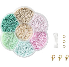 Kit de bricolage avec perles de rocaille, fermoirs mousquetons, anneaux brisés et cordon élastique