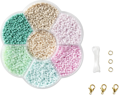 Kit de bricolage avec perles de rocaille, fermoirs mousquetons, anneaux brisés et cordon élastique