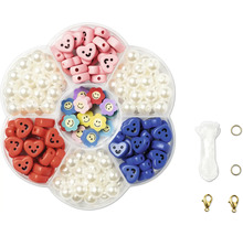 Set de perles avec motifs de cœurs et de fleurs et accessoires pour la fabrication de bijoux