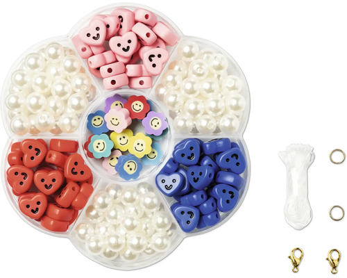 Set de perles avec motifs de cœurs et de fleurs et accessoires pour la fabrication de bijoux