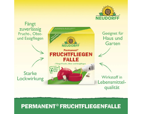 Neudorff Permanent Fruchtfliegenfalle zum zuverlässigen Fangen von Frucht-, Obst- und Essigfliegen für Haus und Garten