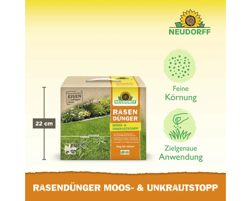 Neudorff Rasendünger Moos- und Unkraut-Stopp in einer 5 Kilogramm Packung