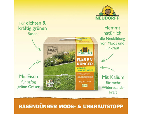 Packung Rasendünger mit Moos und Unkrautvernichter