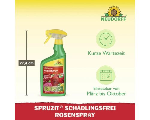 Spruzit Schädlingsfrei Rosenspray mit einer Höhe von 27,4 cm und Neudorff Logo
