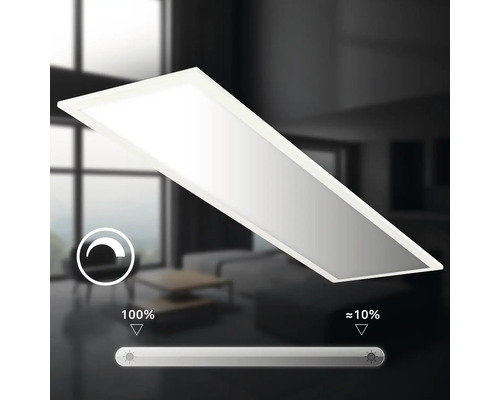 Plafonnier LED plat avec fonction de variateur pour une luminosité variable.