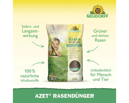 Neudorff Azet Rasendünger für dichten, grünen Rasen, 20 kg