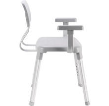 Chaise de douche avec accoudoirs et dossier, hauteur réglable