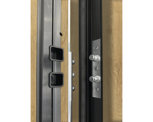 Vue détaillée d''une porte d''entrée avec verrouillage multipoints