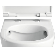 Bidet mural blanc avec couvercle ouvert pour montage mural