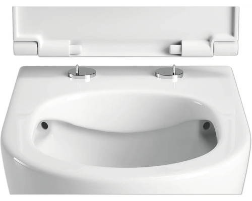 Bidet mural blanc avec couvercle ouvert pour montage mural