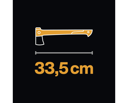 Illustration d''une hache avec indication de dimension 33,5 cm