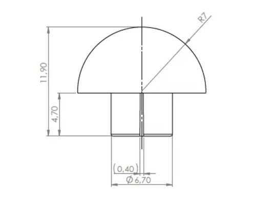 Technische Zeichnung eines Möbelknopfs mit Maßangaben