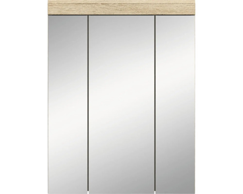 Armoire de toilette à trois portes avec surface en bois