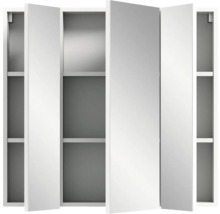 Armoire de toilette ouverte avec étagères