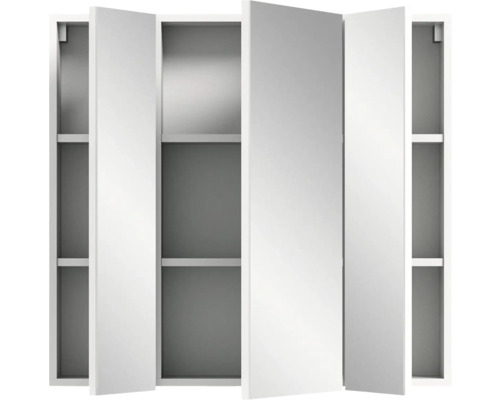 Armoire de toilette ouverte avec étagères