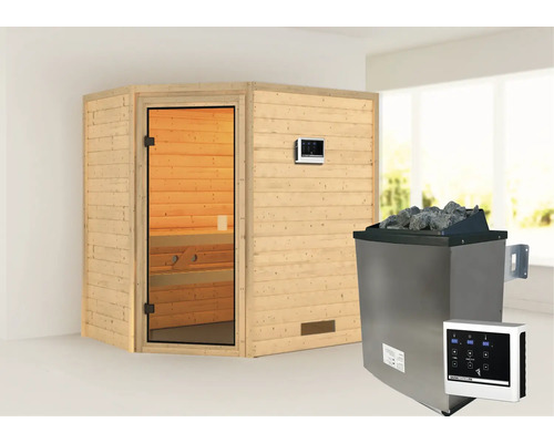 Sauna mit Ofen und Steuerung