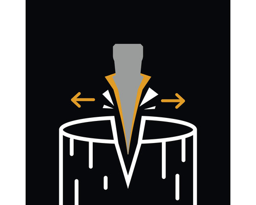 Symbole pour le fendage du bois avec effet de coin