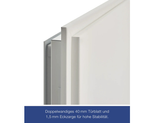 Detailansicht einer Innentür mit einem 40 Millimeter Türblatt und einer 1,5 Millimeter Eckzarge.