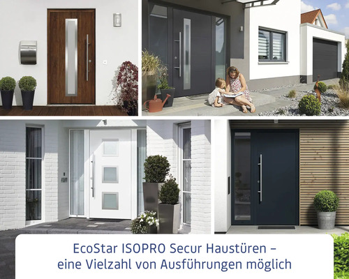 Collage verschiedener Haustürenmodelle EcoStar ISOPRO Secur
