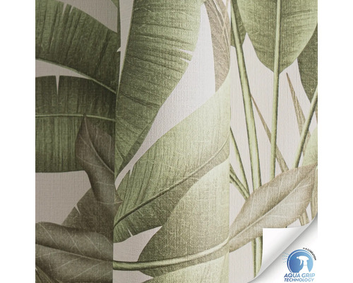 Tapetenrolle mit Blattmotiv und Aqua Grip Technologie Symbol