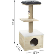 Arbre à chat avec niche, plateforme et jouet, hauteur 95 cm