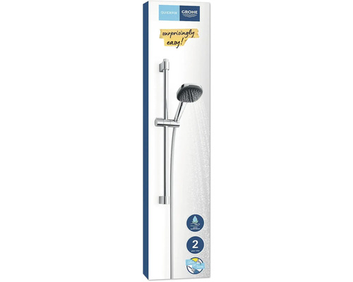 Grohe Quickfix Duschstangenset mit Handbrause und zwei Strahlarten