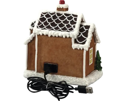 Maison en pain d''épices décorative avec câble USB pour éclairage de Noël