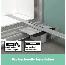 Bodenebene Dusche mit anpassbarer Abdeckung und zweiseitiger Installation