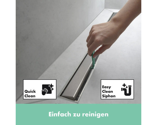 Reinigung einer Duschrinne aus Edelstahl