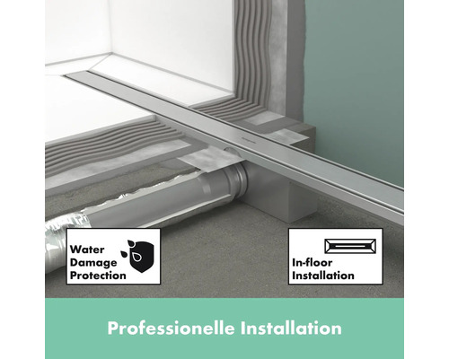 Professionelle Installation einer Duschrinne mit Wasserablauf und Abdichtung