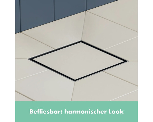 Gefliester Bodenablauf mit quadratischer Abdeckung