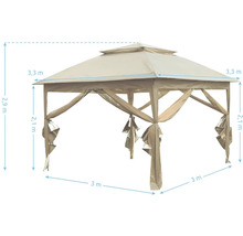 Pavillon de jardin mesurant 3 mètres sur 3 mètres et d''une hauteur de 2,9 mètres