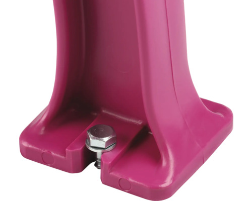 Gros plan d''une fixation de balançoire rose avec vis