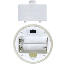 Batteriefach einer Leuchte mit Schalter und Platz für zwei Batterien