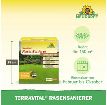 Paquet de rénovateur de gazon Terra Vital avec des informations sur l''application et la portée, hauteur 28 cm