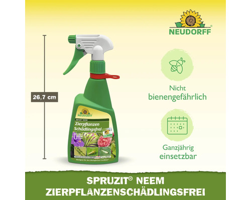 Neudorff Spruzit Neem lutte antiparasitaire pour plantes ornementales, flacon avec tête de pulvérisation et une hauteur de 26,7 cm