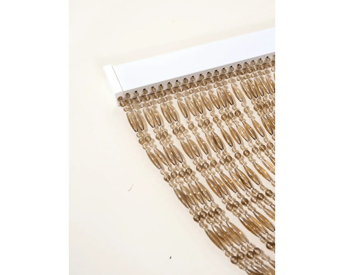 Rideau avec perles en bois et rail de fixation