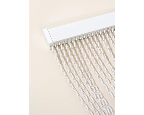 Rideau de fils décoratif avec rail de suspension blanc