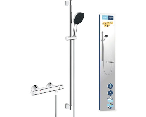 Brausestangenset mit Handbrause und Thermostatarmatur