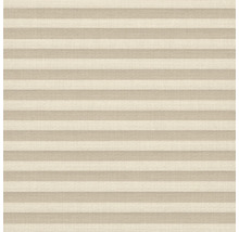 Nahaufnahme einer plissierten Fensterdekoration aus Stoff